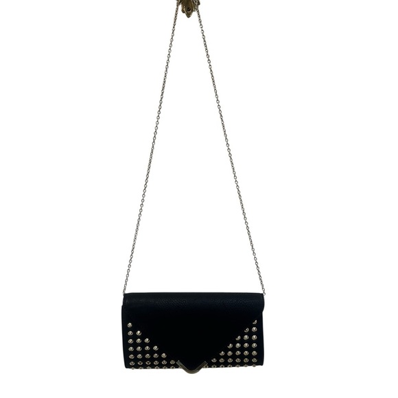 ENVELOPE Purse - Black Bag with Gold Tone Studs. Also use as Crossbody/Shoulder - Picture 3 of 11
